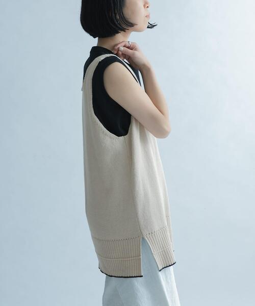 FORK&SPOON（フォークアンドスプーン）の「FORK&SPOON　リネン混ニットタンクトップ（タンクトップ・レディース・ベージュ/ブラック・1）」の9枚目の写真