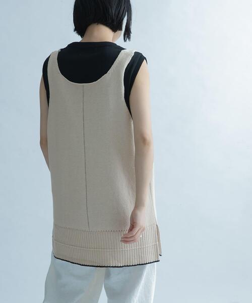 FORK&SPOON（フォークアンドスプーン）の「FORK&SPOON　リネン混ニットタンクトップ（タンクトップ・レディース・ベージュ/ブラック・1）」の13枚目の写真