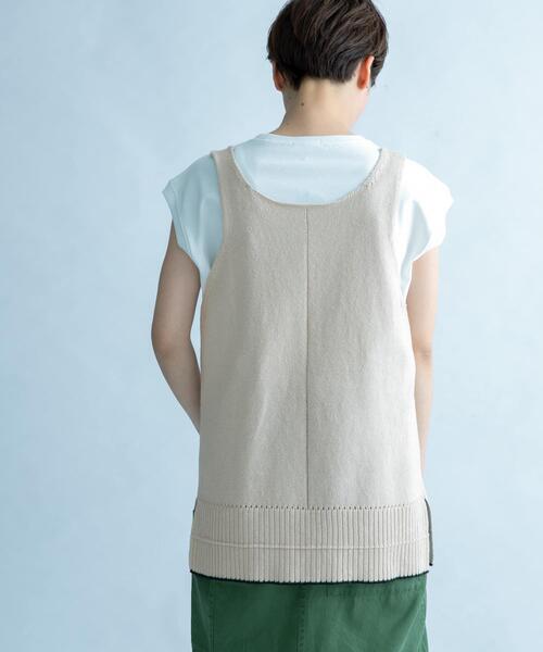 FORK&SPOON（フォークアンドスプーン）の「FORK&SPOON　リネン混ニットタンクトップ（タンクトップ・レディース・ベージュ/ブラック・1）」の14枚目の写真