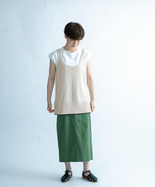 FORK&SPOON（フォークアンドスプーン）の「FORK&SPOON　リネン混ニットタンクトップ（タンクトップ・レディース・ベージュ/ブラック・1）」の6枚目の写真