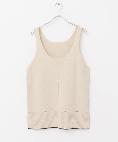 FORK&SPOON（フォークアンドスプーン）の「FORK&SPOON　リネン混ニットタンクトップ（タンクトップ・レディース・ベージュ/ブラック・1）」の7枚目の写真
