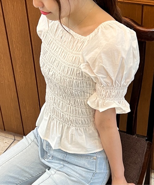 TORTE（トルテ）の「袖フレアシャーリングブラウス（シャツ/ブラウス・レディース・ホワイト/ホワイト系その他/グレー系その他/ライトピンク/ブラック・FREE）」の16枚目の写真