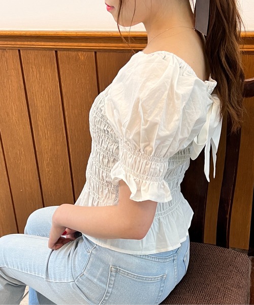 TORTE（トルテ）の「袖フレアシャーリングブラウス（シャツ/ブラウス・レディース・ホワイト/ホワイト系その他/グレー系その他/ライトピンク/ブラック・FREE）」の20枚目の写真