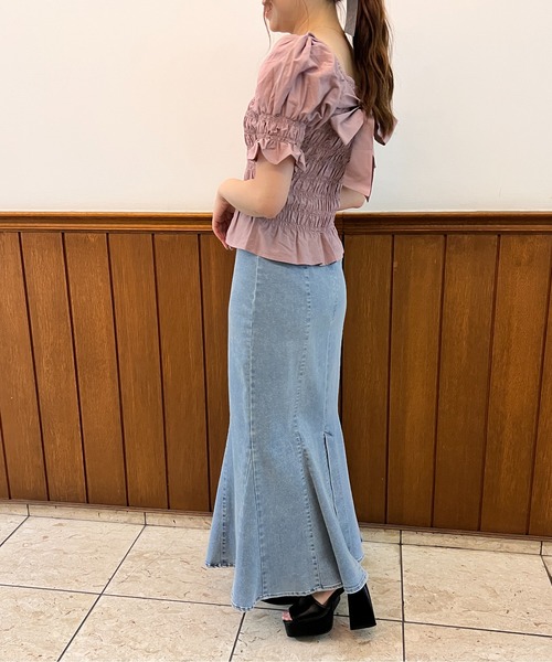 TORTE（トルテ）の「袖フレアシャーリングブラウス（シャツ/ブラウス・レディース・ホワイト/ホワイト系その他/グレー系その他/ライトピンク/ブラック・FREE）」の9枚目の写真