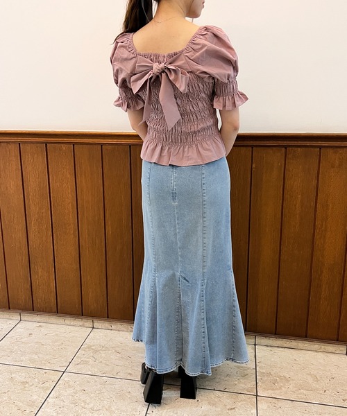 TORTE（トルテ）の「袖フレアシャーリングブラウス（シャツ/ブラウス・レディース・ホワイト/ホワイト系その他/グレー系その他/ライトピンク/ブラック・FREE）」の19枚目の写真