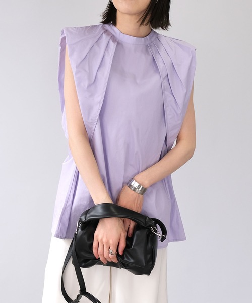 ＡＮＤＪ（アンドジェイ）の「2WAYタックスリーブAラインブラウス（シャツ/ブラウス・レディース・ブラック/パープル/グリーン/ホワイト・M）」の4枚目の写真