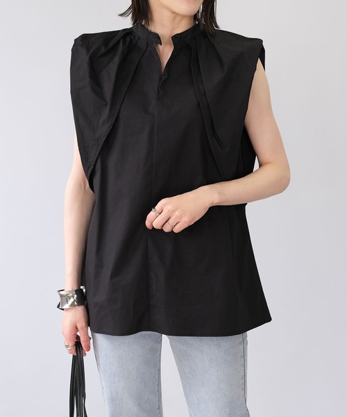 ＡＮＤＪ（アンドジェイ）の「2WAYタックスリーブAラインブラウス（シャツ/ブラウス・レディース・ブラック/パープル/グリーン/ホワイト・M）」の3枚目の写真