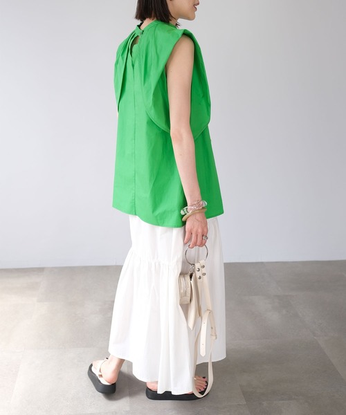 ＡＮＤＪ（アンドジェイ）の「2WAYタックスリーブAラインブラウス（シャツ/ブラウス・レディース・ブラック/パープル/グリーン/ホワイト・M）」の10枚目の写真