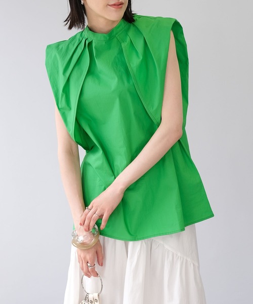 ＡＮＤＪ（アンドジェイ）の「2WAYタックスリーブAラインブラウス（シャツ/ブラウス・レディース・ブラック/パープル/グリーン/ホワイト・M）」の6枚目の写真