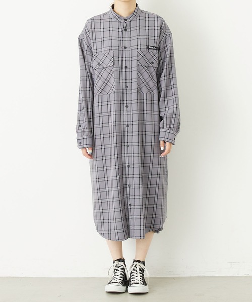 MILKFED.（ミルクフェド）の「BACK LOGO PLAID SHIRT DRESS（ワンピース・レディース・ベージュ/ライトグレー/グリーン・ONE SIZE）」の10枚目の写真
