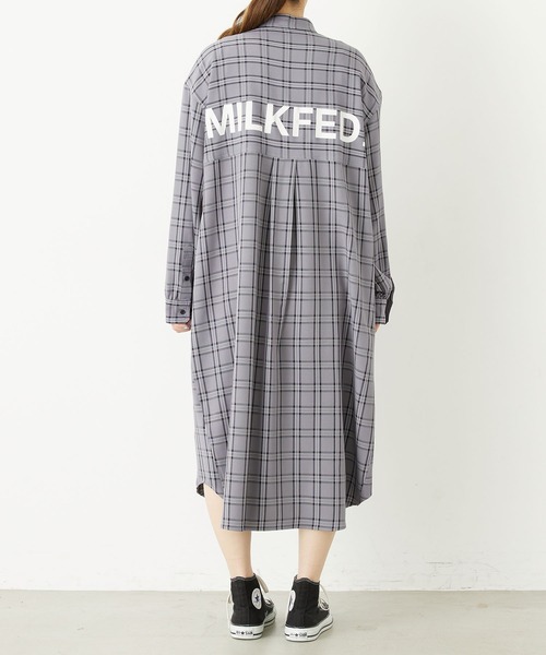 MILKFED.（ミルクフェド）の「BACK LOGO PLAID SHIRT DRESS（ワンピース・レディース・ベージュ/ライトグレー/グリーン・ONE SIZE）」の12枚目の写真