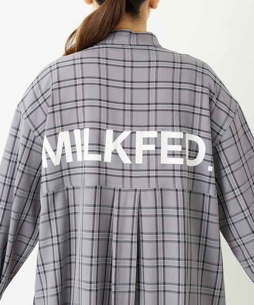 MILKFED.（ミルクフェド）の「BACK LOGO PLAID SHIRT DRESS（ワンピース・レディース・ベージュ/ライトグレー/グリーン・ONE SIZE）」の18枚目の写真