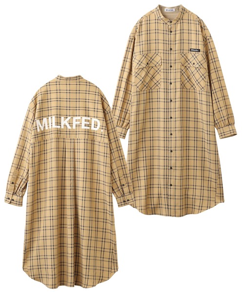 MILKFED.（ミルクフェド）の「BACK LOGO PLAID SHIRT DRESS（ワンピース・レディース・ベージュ/ライトグレー/グリーン・ONE SIZE）」の20枚目の写真
