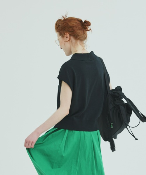 EDIT Gris（エディットグリ）の「襟付きポロニットベスト（ベスト・レディース・ブラック/ブラウン/グリーン/レッド・FREE）」の6枚目の写真