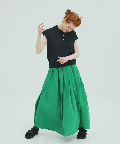 EDIT Gris（エディットグリ）の「襟付きポロニットベスト（ベスト・レディース・ブラック/ブラウン/グリーン/レッド・FREE）」の9枚目の写真