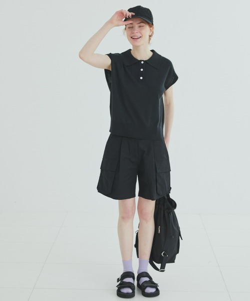 EDIT Gris（エディットグリ）の「襟付きポロニットベスト（ベスト・レディース・ブラック/ブラウン/グリーン/レッド・FREE）」の11枚目の写真