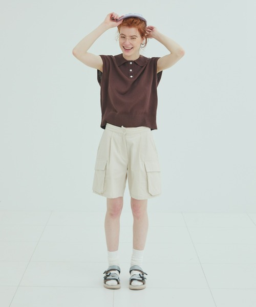 EDIT Gris（エディットグリ）の「襟付きポロニットベスト（ベスト・レディース・ブラック/ブラウン/グリーン/レッド・FREE）」の17枚目の写真