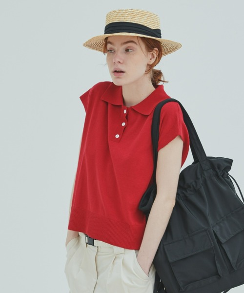 EDIT Gris（エディットグリ）の「襟付きポロニットベスト（ベスト・レディース・ブラック/ブラウン/グリーン/レッド・FREE）」の19枚目の写真