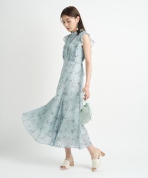 ラインフラワープリントワンピース　M ジャスグリッティー JUSGLITTY 極美品 ジャスグリッティー ラインフラワープリントワンピース