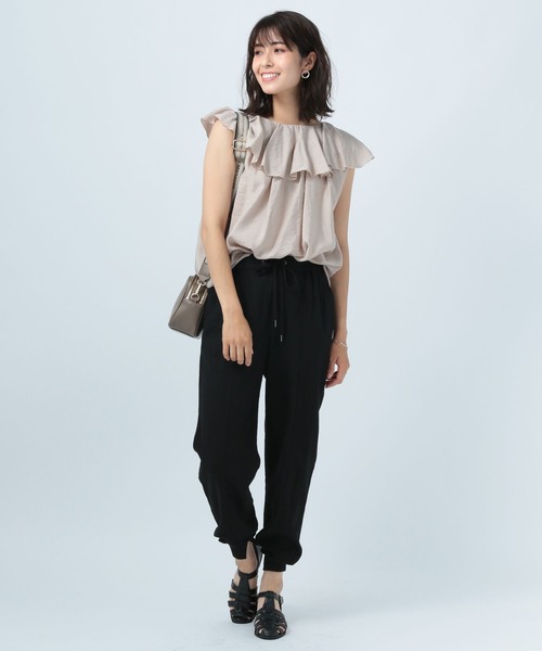 BAYFLOW(ベイフロー)の「リネンジョガーパンツ2(その他パンツ・レディース・ライトグレー/ブラック/カーキ/ブルー・SMALL/MEDIUM)」の12枚目の写真