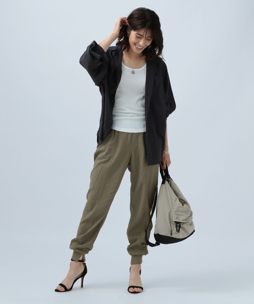 BAYFLOW(ベイフロー)の「リネンジョガーパンツ2(その他パンツ・レディース・ライトグレー/ブラック/カーキ/ブルー・SMALL/MEDIUM)」の21枚目の写真
