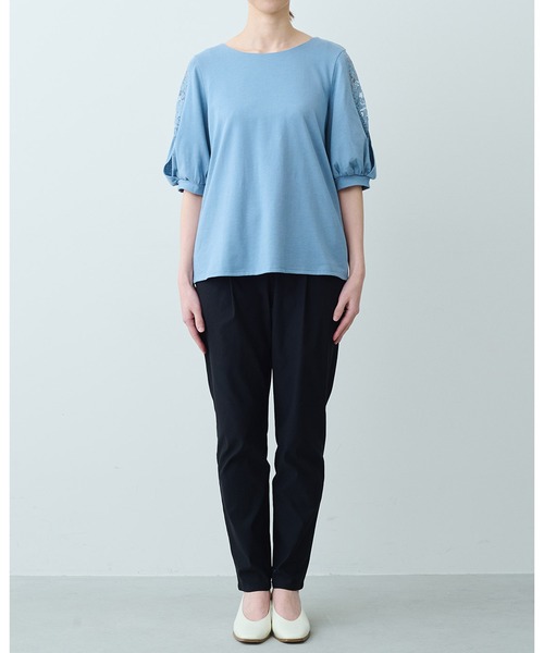 IEDIT(イディット)の「IEDIT 袖スリット&レース遣いの抗菌防臭カットソートップス(Tシャツ/カットソー・レディース・ブラック/ブルー・MEDIUM/XX-LARGE/LARGE/X-LARGE/SMALL)」の9枚目の写真