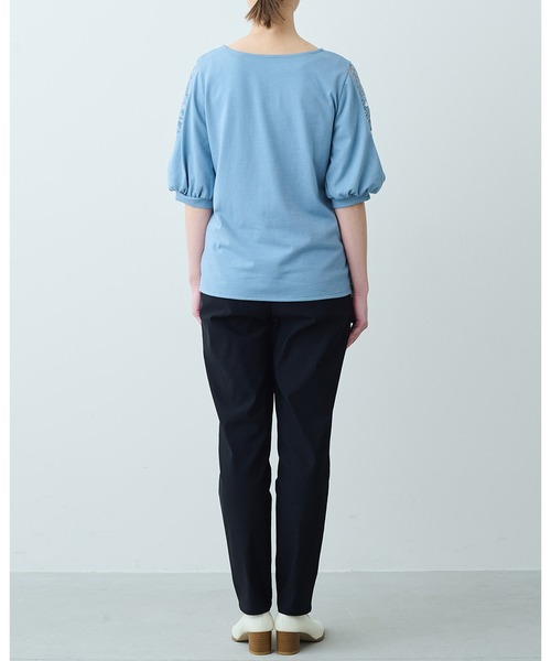 IEDIT(イディット)の「IEDIT 袖スリット&レース遣いの抗菌防臭カットソートップス(Tシャツ/カットソー・レディース・ブラック/ブルー・MEDIUM/XX-LARGE/LARGE/X-LARGE/SMALL)」の10枚目の写真