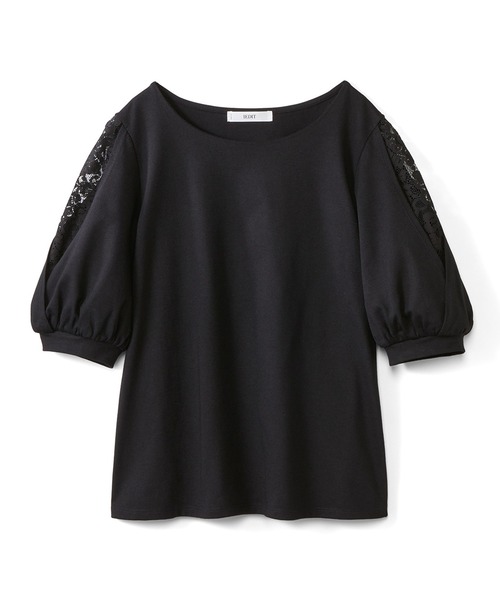 IEDIT(イディット)の「IEDIT 袖スリット&レース遣いの抗菌防臭カットソートップス(Tシャツ/カットソー・レディース・ブラック/ブルー・MEDIUM/XX-LARGE/LARGE/X-LARGE/SMALL)」の4枚目の写真
