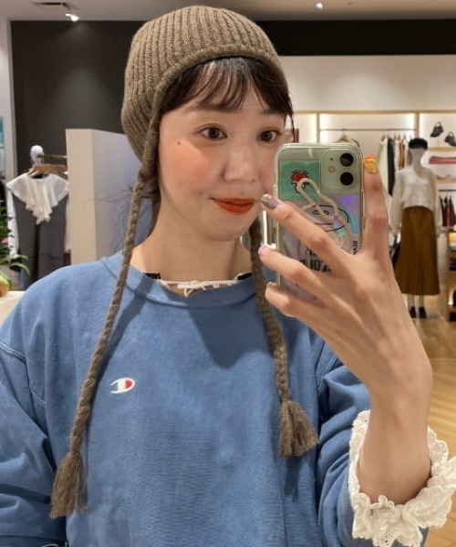 Ray BEAMS(レイビームス)の「Ray BEAMS / イヤーフラップ ニットキャップ(ニットキャップ/ビーニー・レディース・カーキ/ブラック・ONE SIZE)」の12枚目の写真