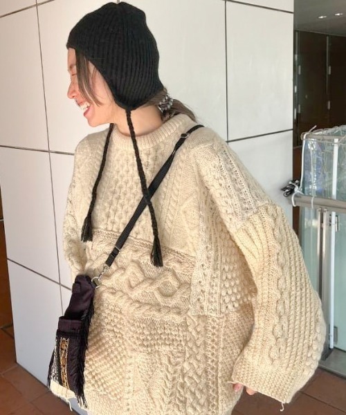 Ray BEAMS(レイビームス)の「Ray BEAMS / イヤーフラップ ニットキャップ(ニットキャップ/ビーニー・レディース・カーキ/ブラック・ONE SIZE)」の15枚目の写真