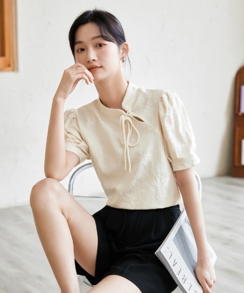 MANGROVE（マングローブ）の「ジャガードチャイナブラウス（シャツ