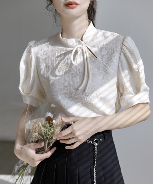 MANGROVE（マングローブ）の「ジャガードチャイナブラウス（シャツ/ブラウス・レディース・アイボリー・FREE）」の6枚目の写真