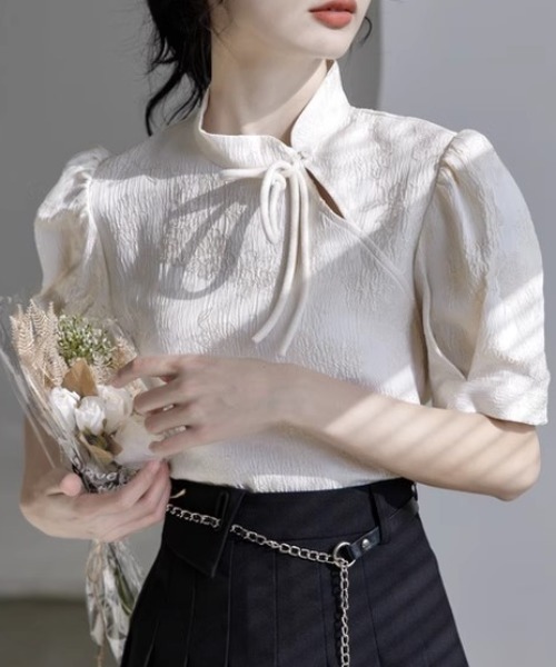 ケイタマルヤマ　オリエンタルガーデン　ジャガード　チャイナブラウス ケイタマルヤマ オリエンタルガーデン ジャガード チャイナブラウス