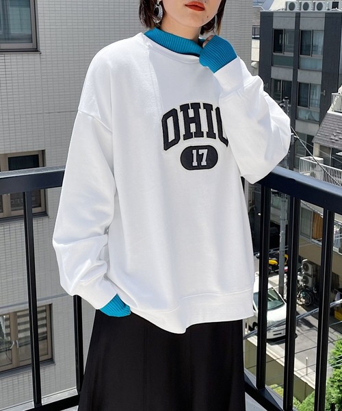 PAGEBOY（ページボーイ）の「カレッジスウェットプルオーバー（スウェット・レディース・ブラック/オートミール/オフホワイト・FREE）」の2枚目の写真