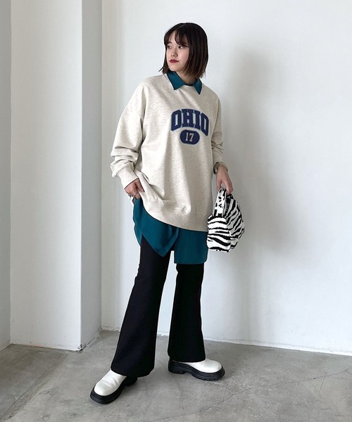 PAGEBOY（ページボーイ）の「カレッジスウェットプルオーバー（スウェット・レディース・ブラック/オートミール/オフホワイト・FREE）」の5枚目の写真