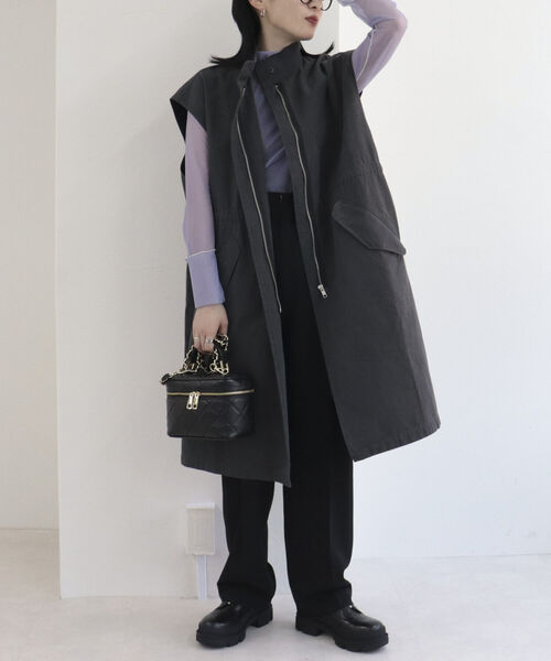 fredy repit（フレディレピ）の「ミリタリースタンドベスト（ベスト・レディース・チャコールグレー/オフホワイト・38）」の4枚目の写真