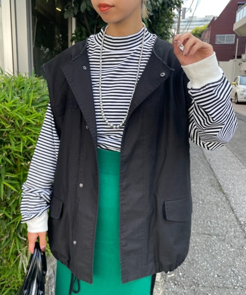 CIAOPANIC(チャオパニック)の「ビッグシルエットミリタリーベスト(ベスト・レディース・ブラック/ベージュ/カーキ・FREE)」の5枚目の写真