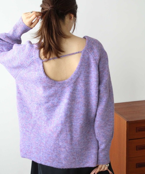 GeeRA(ジーラ)の「メランジボリューム袖ニット(ニット/セーター・レディース・ブルー/パープル・MEDIUM/LARGE)」の1枚目の写真