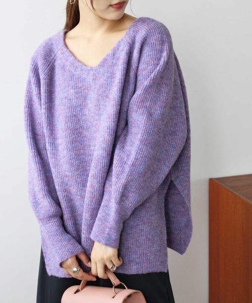 GeeRA(ジーラ)の「メランジボリューム袖ニット(ニット/セーター・レディース・ブルー/パープル・MEDIUM/LARGE)」の5枚目の写真