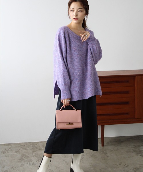 GeeRA(ジーラ)の「メランジボリューム袖ニット(ニット/セーター・レディース・ブルー/パープル・MEDIUM/LARGE)」の6枚目の写真
