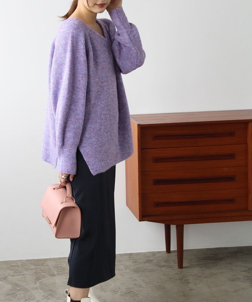 GeeRA(ジーラ)の「メランジボリューム袖ニット(ニット/セーター・レディース・ブルー/パープル・MEDIUM/LARGE)」の7枚目の写真