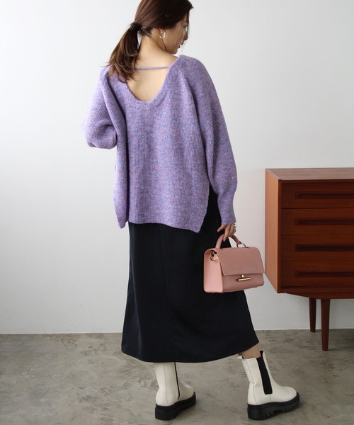GeeRA(ジーラ)の「メランジボリューム袖ニット(ニット/セーター・レディース・ブルー/パープル・MEDIUM/LARGE)」の8枚目の写真