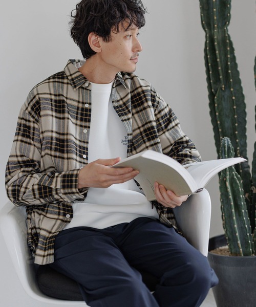 GLOBAL WORK（グローバルワーク）の「やわらかリッチネル/レギュラーカラー/270101（シャツ/ブラウス・メンズ・グレー系その他/チャコールグレー/ブラウン系その他/ベージュ系その他/イエロー系その他/グリーン系その他/ネイビー系1・SMALL/MEDIUM/LARGE/X-LARGE）」の3枚目の写真