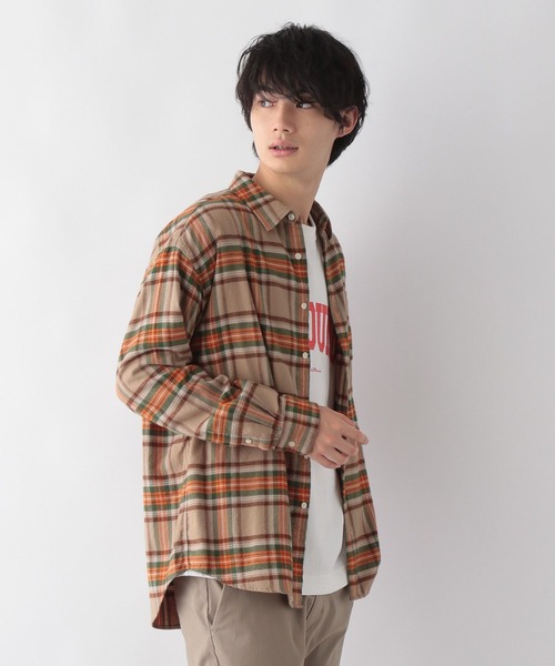 GLOBAL WORK（グローバルワーク）の「やわらかリッチネル/レギュラーカラー/270101（シャツ/ブラウス・メンズ・グレー系その他/チャコールグレー/ブラウン系その他/ベージュ系その他/イエロー系その他/グリーン系その他/ネイビー系1・SMALL/MEDIUM/LARGE/X-LARGE）」の4枚目の写真