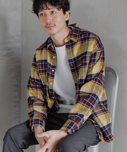 GLOBAL WORK（グローバルワーク）の「やわらかリッチネル/レギュラーカラー/270101（シャツ/ブラウス・メンズ・グレー系その他/チャコールグレー/ブラウン系その他/ベージュ系その他/イエロー系その他/グリーン系その他/ネイビー系1・SMALL/MEDIUM/LARGE/X-LARGE）」の7枚目の写真