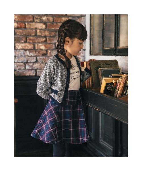 BeBe（ベベ）の「BeBe/【お揃い】チェックボタン付きスカート(90~150cm)（スカート・キッズ・パープル系その他・140/130/100/110/120/150/90）」の4枚目の写真