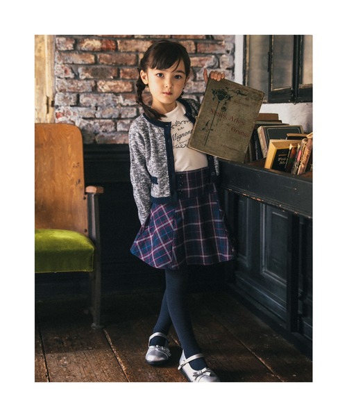 BeBe（ベベ）の「BeBe/【お揃い】チェックボタン付きスカート(90~150cm)（スカート・キッズ・パープル系その他・140/130/100/110/120/150/90）」の6枚目の写真