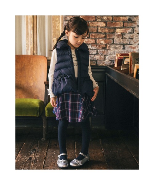 BeBe（ベベ）の「BeBe/【お揃い】チェックボタン付きスカート(90~150cm)（スカート・キッズ・パープル系その他・140/130/100/110/120/150/90）」の2枚目の写真