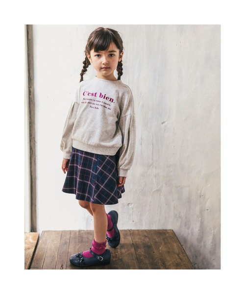 BeBe（ベベ）の「BeBe/【お揃い】チェックボタン付きスカート(90~150cm)（スカート・キッズ・パープル系その他・140/130/100/110/120/150/90）」の12枚目の写真