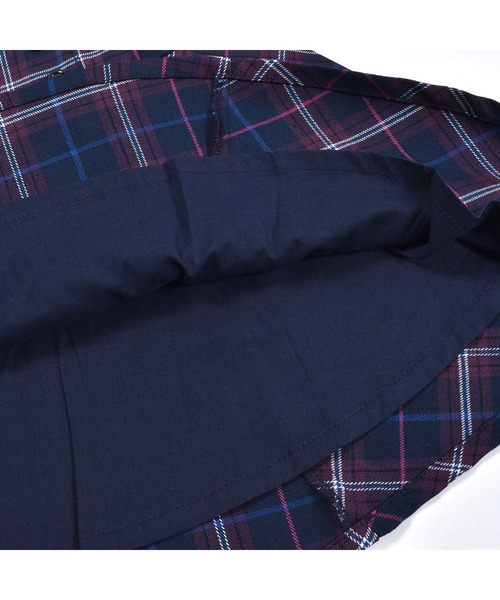 BeBe（ベベ）の「BeBe/【お揃い】チェックボタン付きスカート(90~150cm)（スカート・キッズ・パープル系その他・140/130/100/110/120/150/90）」の3枚目の写真